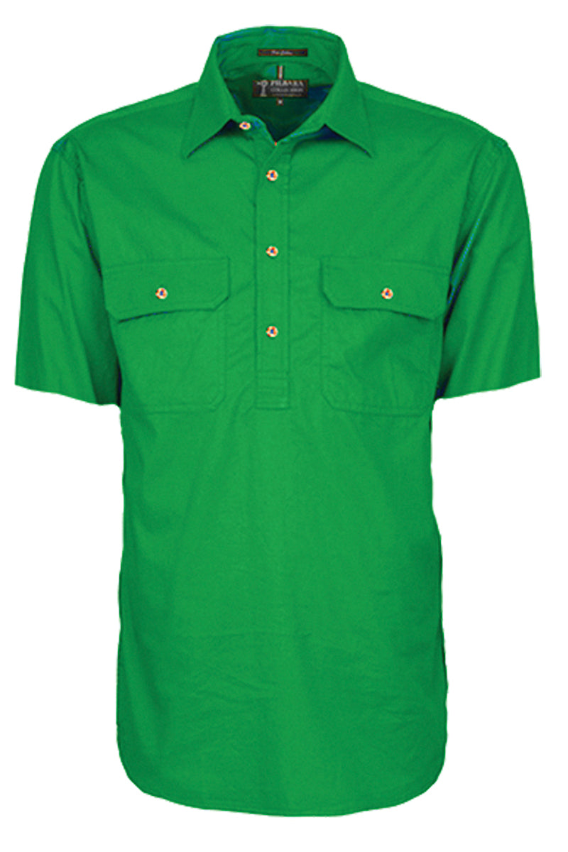 Pilbara (Mens) RM200CFS - Closed Front Short Sleeve Shirt (Emerald) - 5% Off - Chainsaw Mates Rates