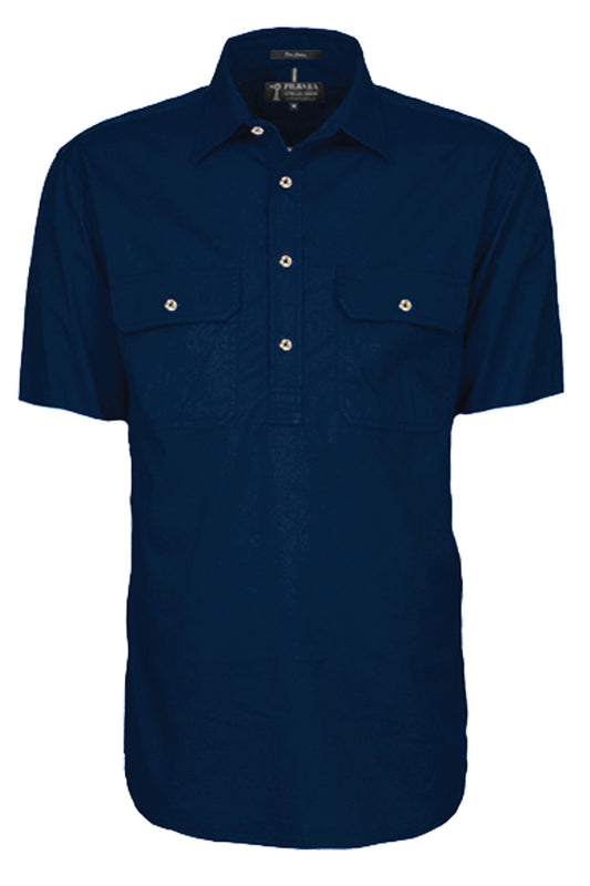 Pilbara (Mens) RM200CFS - Closed Front Short Sleeve Shirt (French-Navy)