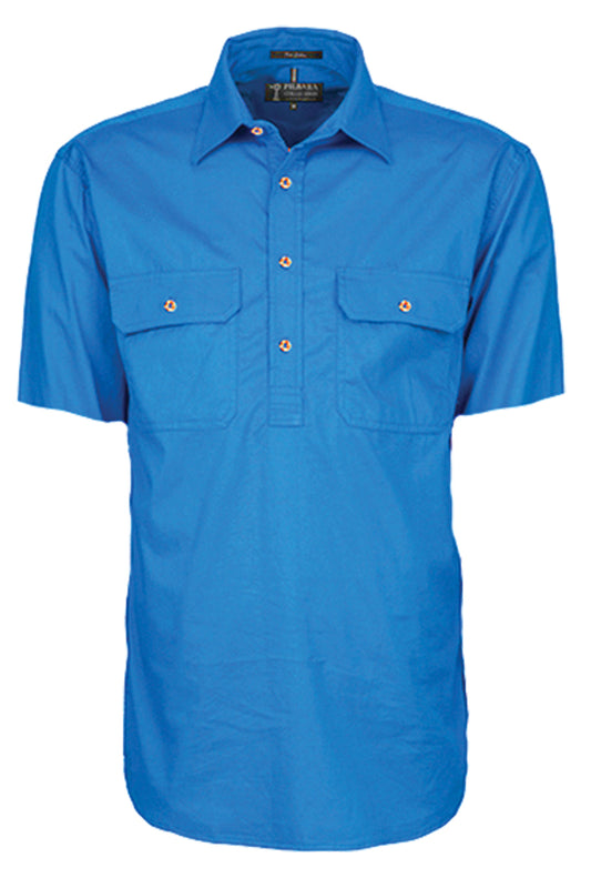 Pilbara (Mens) RM200CFS - Closed Front Short Sleeve Shirt (Light-Blue)