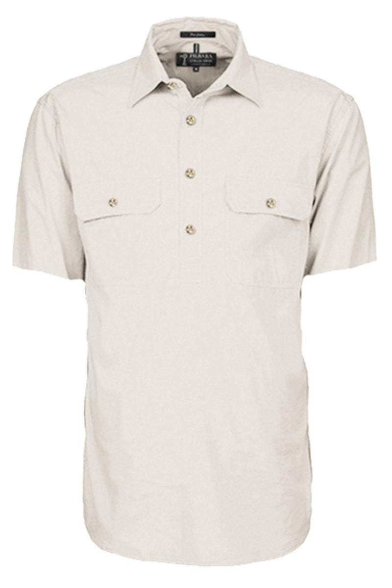 Pilbara (Mens) RM200CFS - Closed Front Short Sleeve Shirt (Stone)