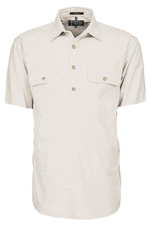 Pilbara (Mens) RM200CFS - Closed Front Short Sleeve Shirt (Stone)