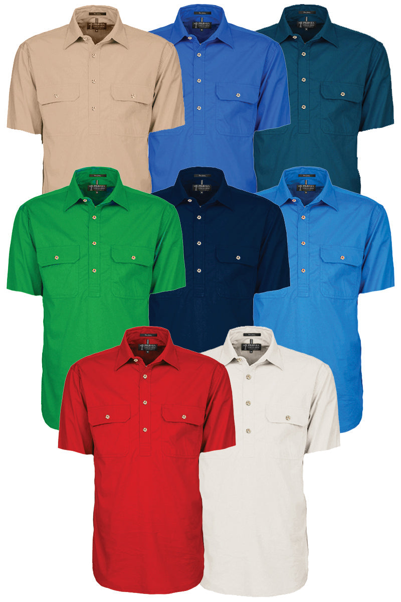 Pilbara (Mens) RM200CFS - Closed Front Short Sleeve Shirt (Red) - 5% Off - Chainsaw Mates Rates