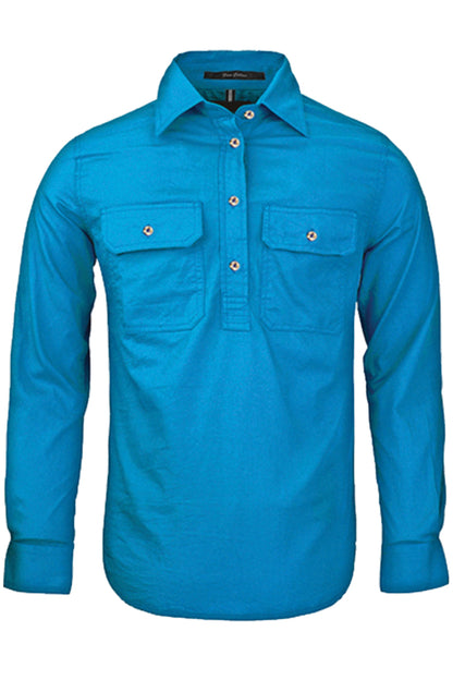 Pilbara (Womens) RM300CF - Closed Front Long Sleeve Shirt (Azure)