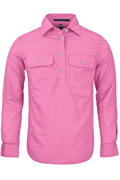 Pilbara (Womens) RM300CF - Closed Front Long Sleeve Shirt (Blush)