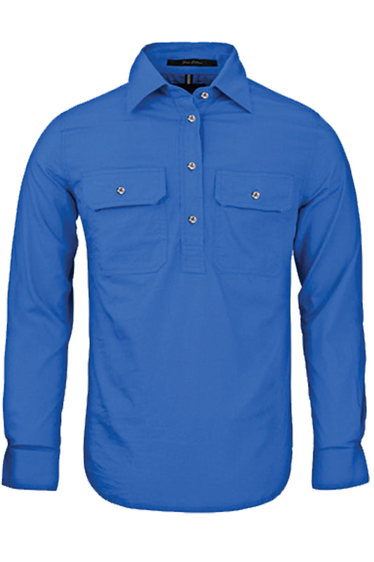 Pilbara (Womens) RM300CF - Closed Front Long Sleeve Shirt (Cobalt-Blue)