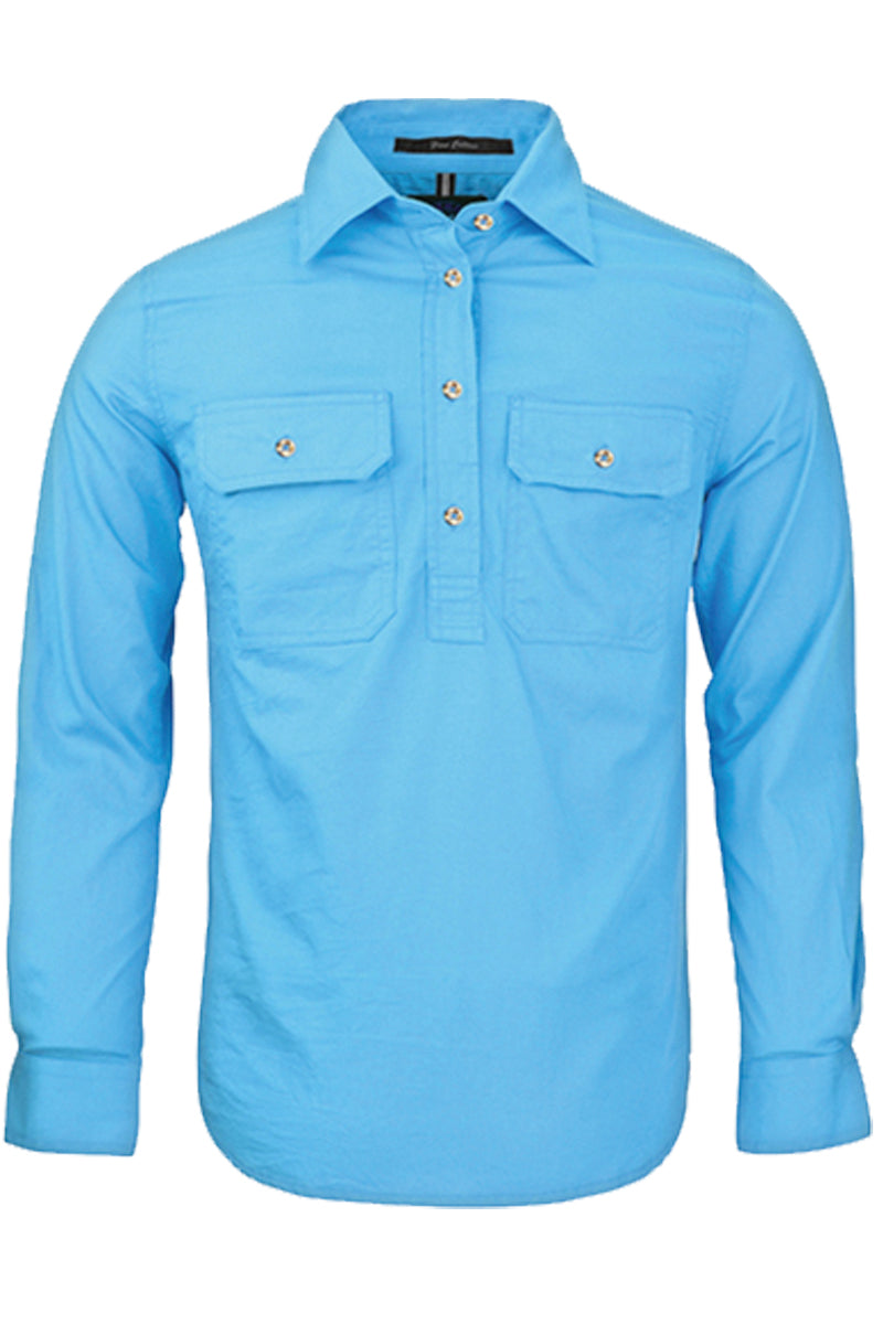 Pilbara (Womens) RM300CF - Closed Front Long Sleeve Shirt (Cornflower)