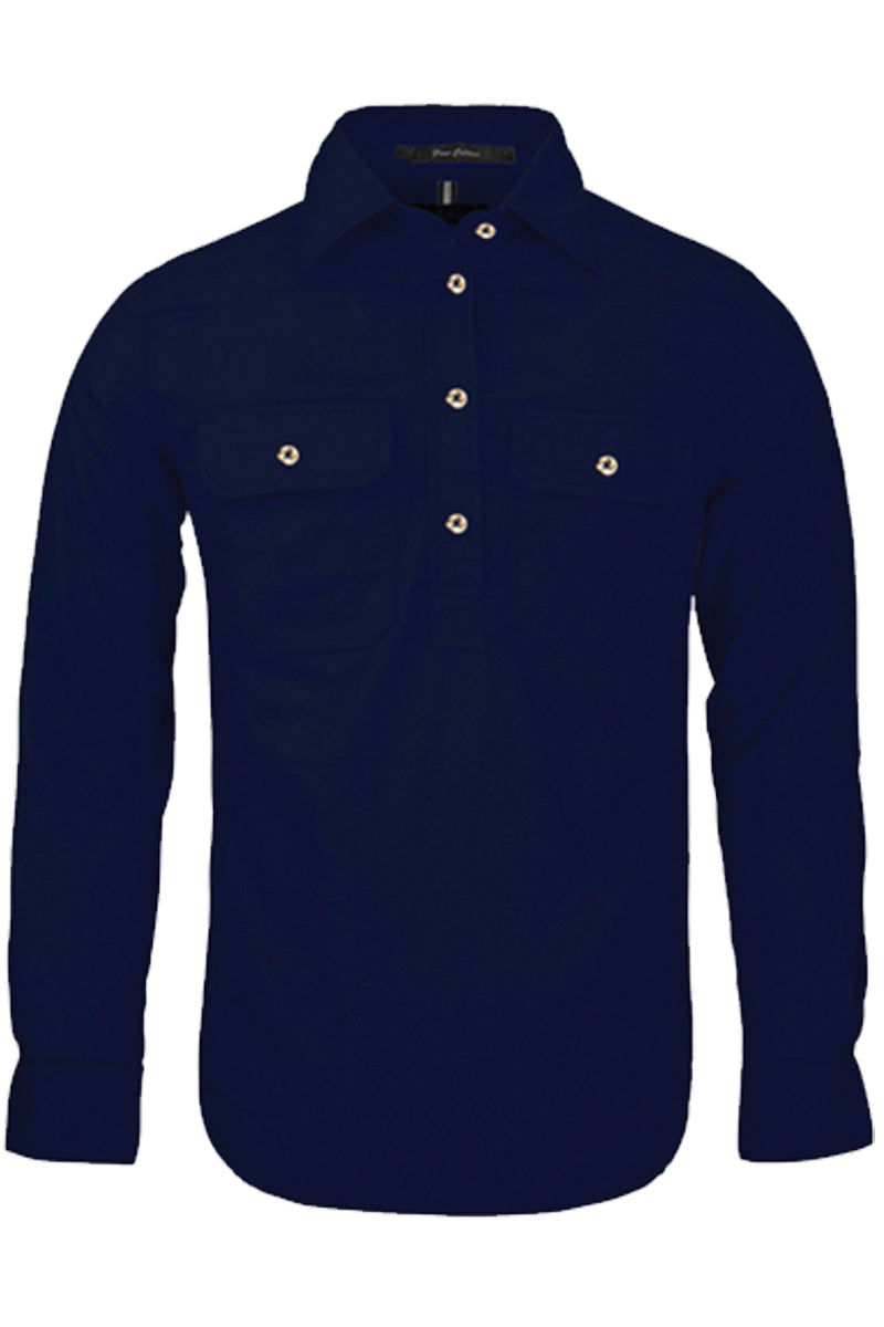 Pilbara (Womens) RM300CF - Closed Front Long Sleeve Shirt (French-Navy)