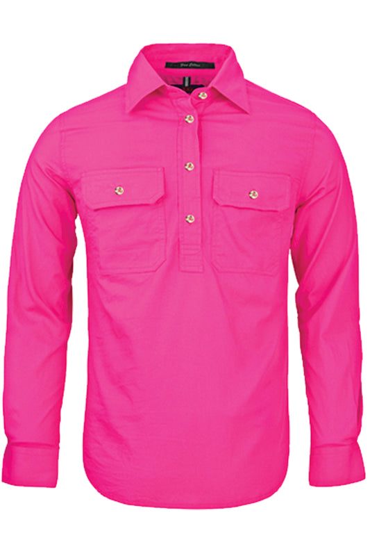 Pilbara (Womens) RM300CF - Closed Front Long Sleeve Shirt (Fuschia)