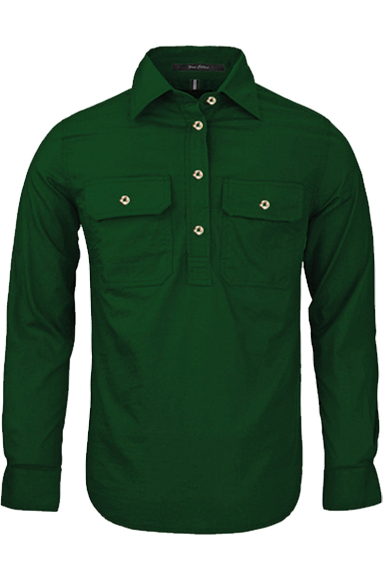 Pilbara (Womens) RM300CF - Closed Front Long Sleeve Shirt (Green)