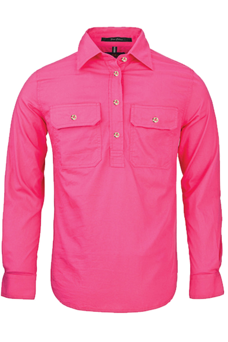 Pilbara (Womens) RM300CF - Closed Front Long Sleeve Shirt (Hot-Pink)