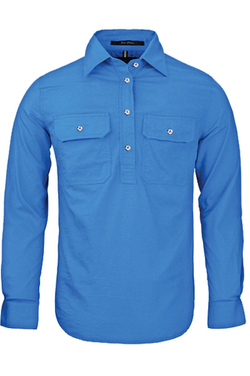 Pilbara (Womens) RM300CF - Closed Front Long Sleeve Shirt (Light-Blue)