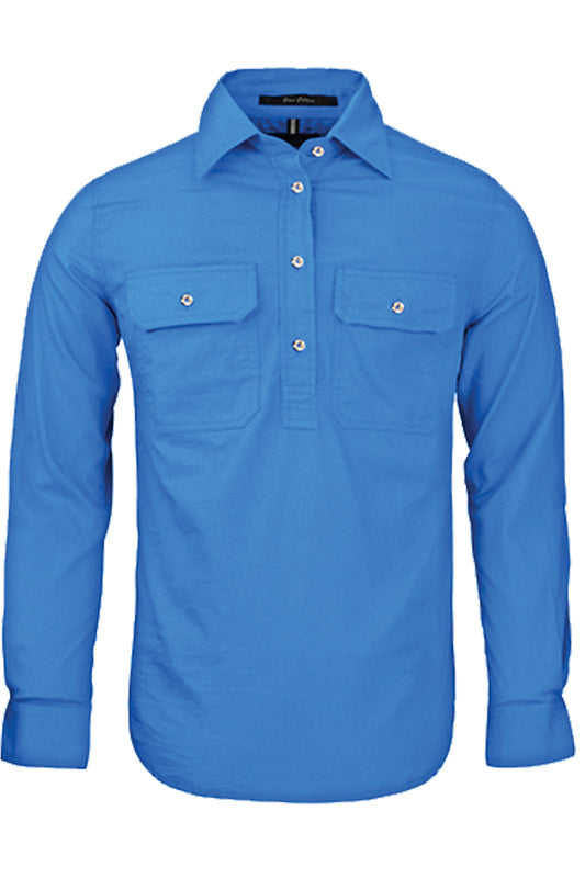 Pilbara (Womens) RM300CF - Closed Front Long Sleeve Shirt (Light-Blue)