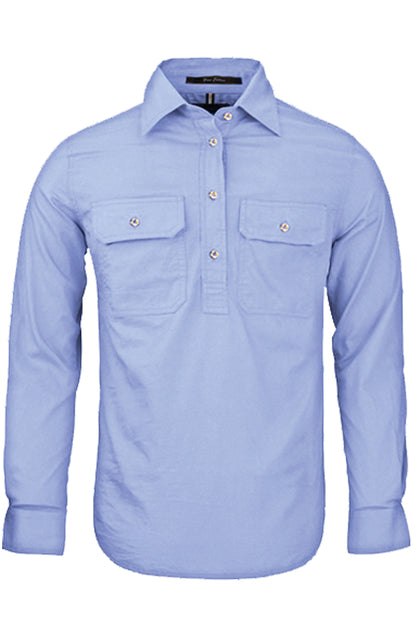 Pilbara (Womens) RM300CF - Closed Front Long Sleeve Shirt (Pale-Blue)