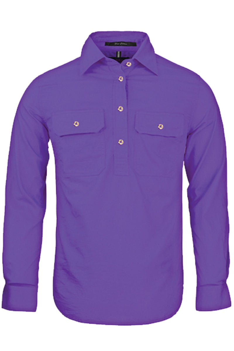 Pilbara (Womens) RM300CF - Closed Front Long Sleeve Shirt (Purple)