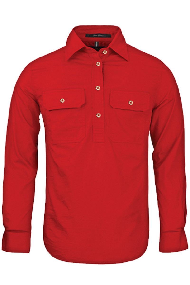 Pilbara (Womens) RM300CF - Closed Front Long Sleeve Shirt (Red)