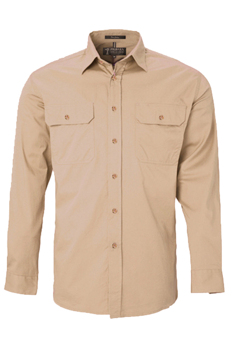 Pilbara (Mens) RM500BT - Open Front Long Sleeve Shirt (Clay)