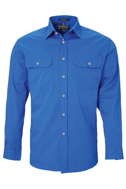 Pilbara (Mens) RM500BT - Open Front Long Sleeve Shirt (Cobalt-Blue)