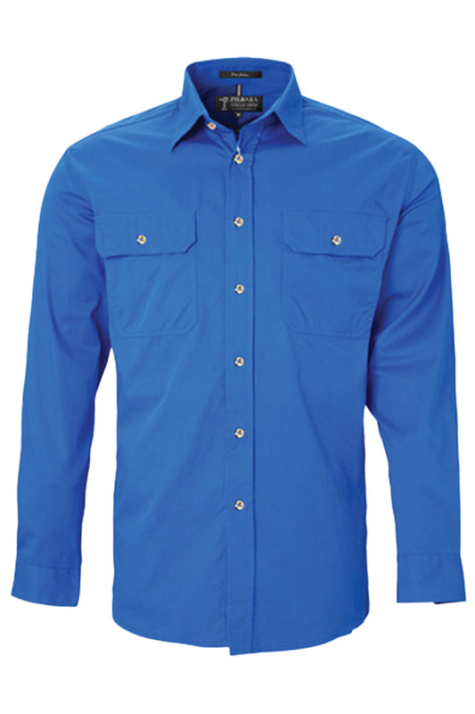 Pilbara (Mens) RM500BT - Open Front Long Sleeve Shirt (Cobalt-Blue)