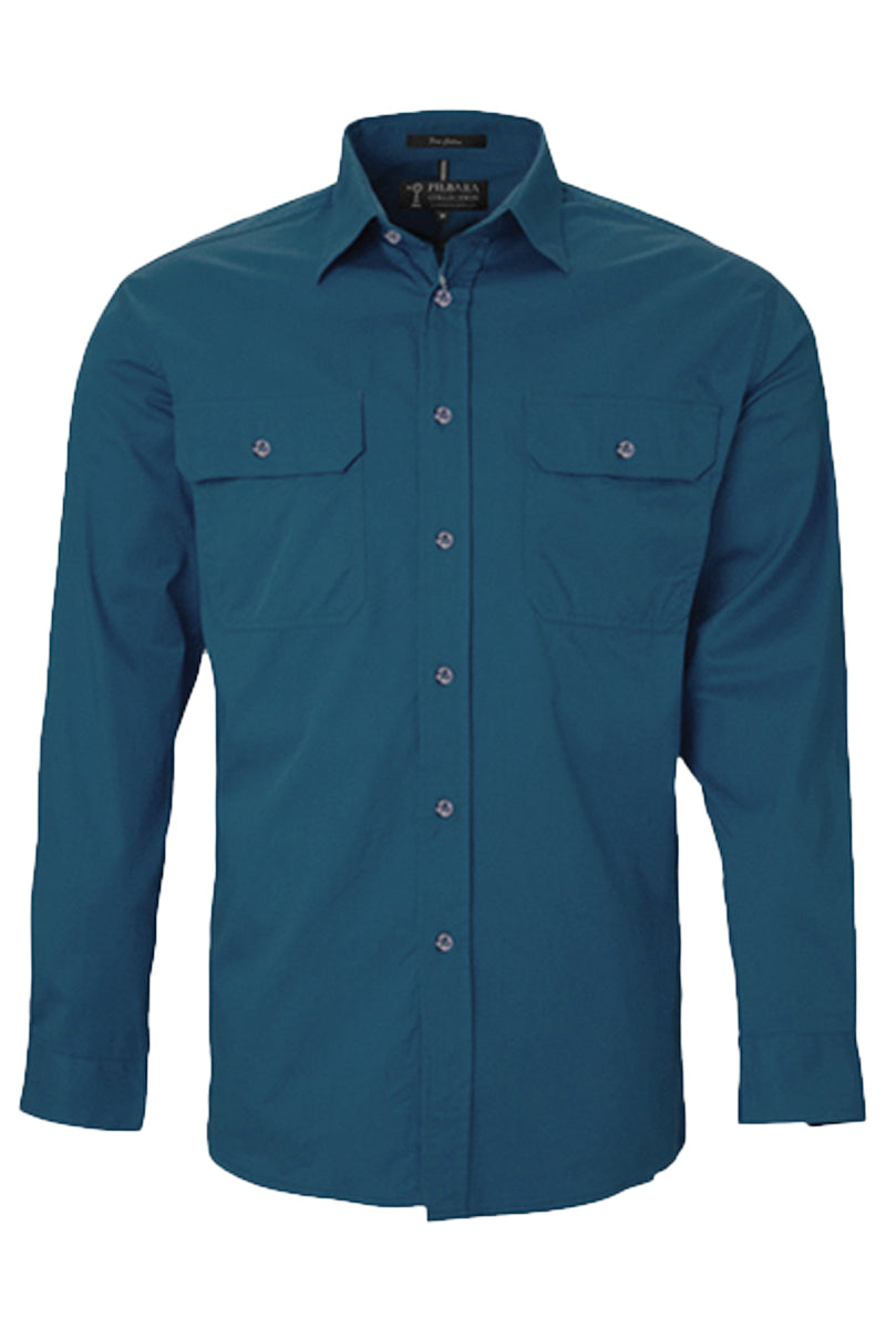 Pilbara (Mens) RM500BT - Open Front Long Sleeve Shirt (Diesel)