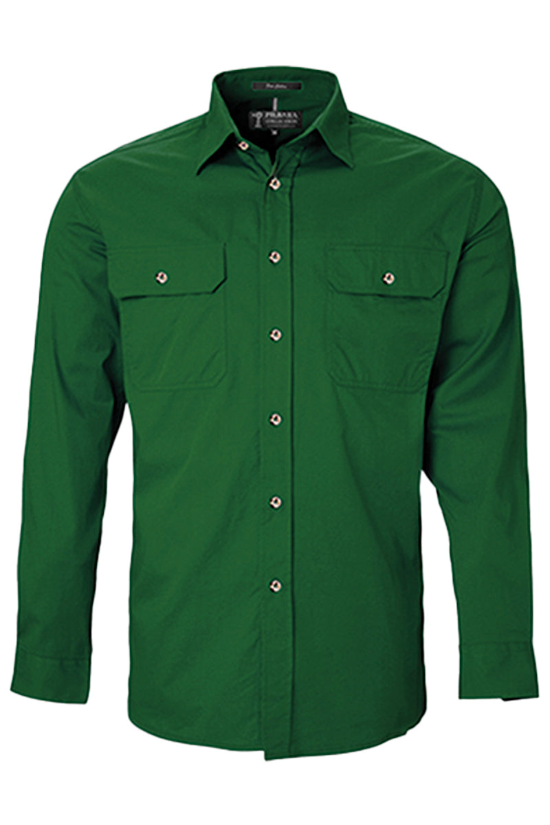 Pilbara (Mens) RM500BT - Open Front Long Sleeve Shirt (Green)