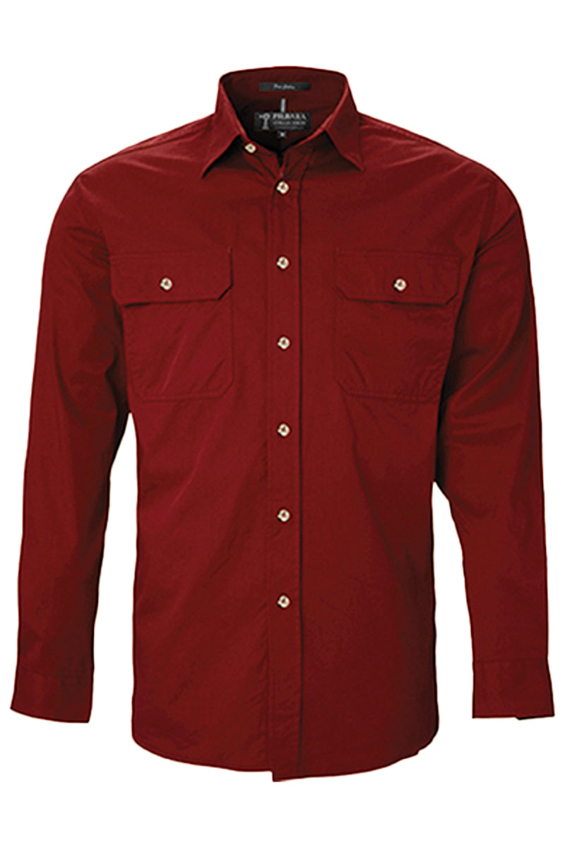 Pilbara (Mens) RM500BT - Open Front Long Sleeve Shirt (Ochre)