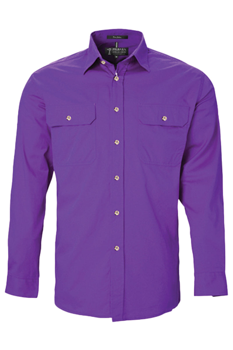 Pilbara (Mens) RM500BT - Open Front Long Sleeve Shirt (Purple)