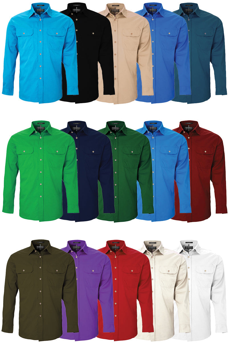 Pilbara (Mens) RM500BT - Open Front Long Sleeve Shirt (Cobalt-Blue) - 5% Off - Chainsaw Mates Rates