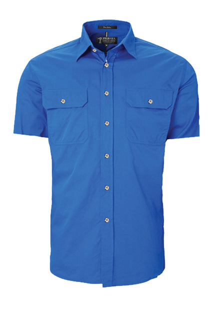 Pilbara (Mens) RM500BTS - Open Front Short Sleeve Shirt (Cobalt-Blue)