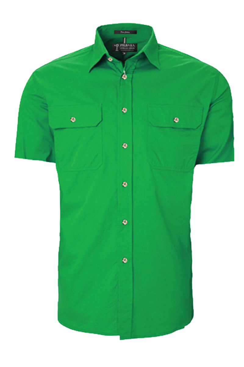 Pilbara (Mens) RM500BTS - Open Front Short Sleeve Shirt (Emerald)