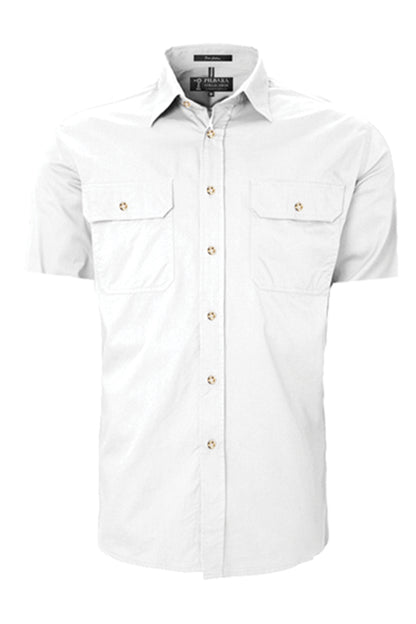 Pilbara (Mens) RM500BTS - Open Front Short Sleeve Shirt (White)