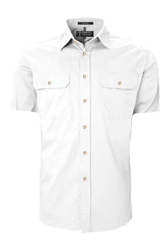 Pilbara (Mens) RM500BTS - Open Front Short Sleeve Shirt (White)