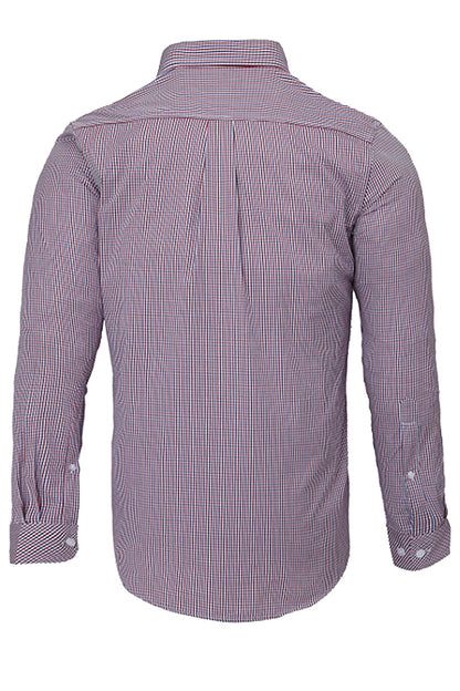 Pilbara (Mens) RMPC008 - Dual Pocket Long Sleeve Shirt (Red/Navy/White Small Check)