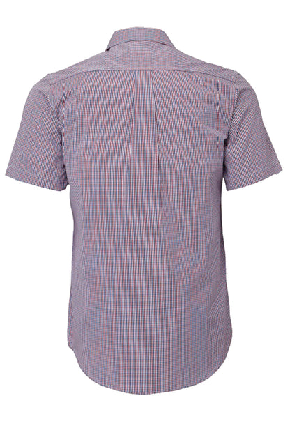 Pilbara (Mens) RMPC008S - Dual Pocket Short Sleeve Shirt (Red/Navy/White Small Check)