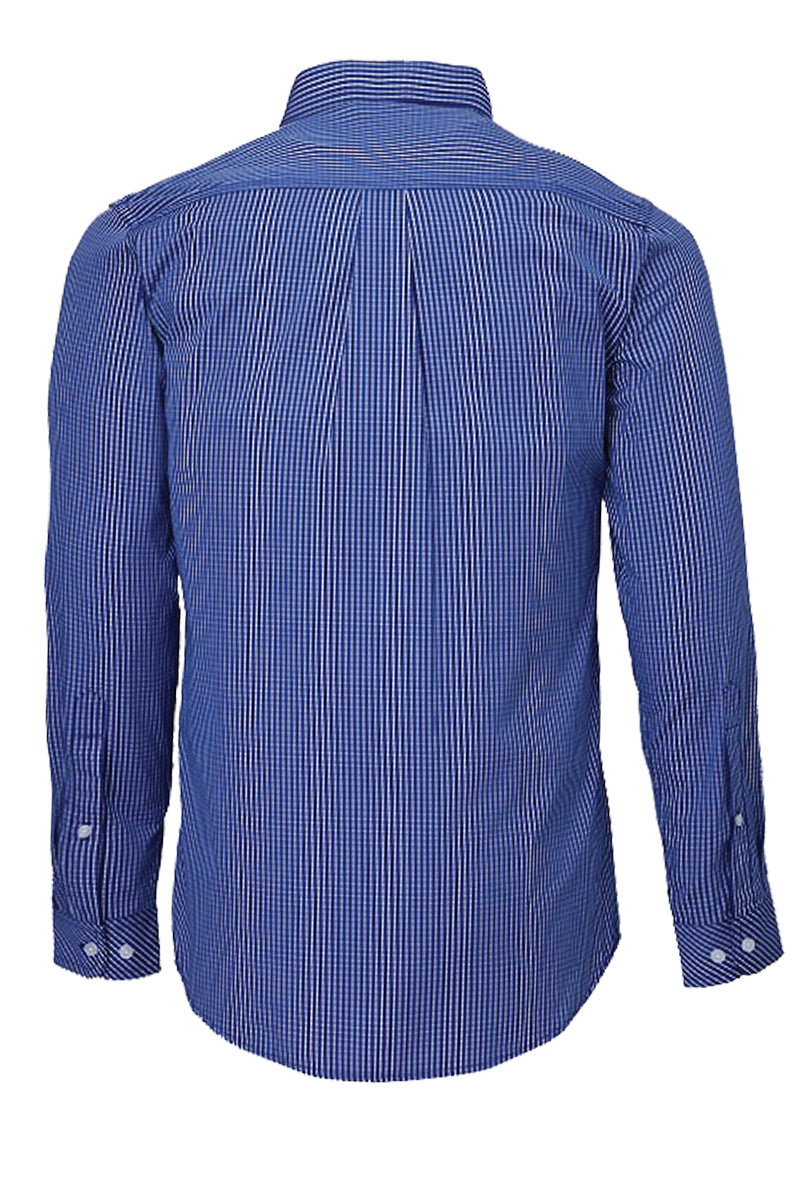 Pilbara (Mens) RMPC009 - Dual Pocket Long Sleeve Shirt (Royal-Blue/White Small Check) - 5% Off - Chainsaw Mates Rates
