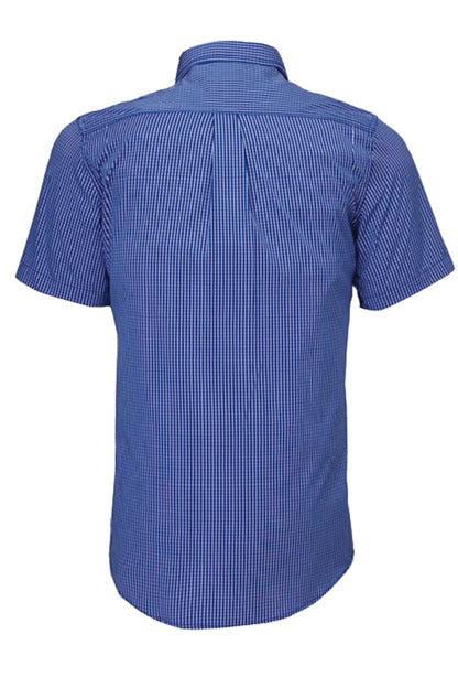 Pilbara (Mens) RMPC009S - Dual Pocket Short Sleeve Shirt (Royal-Blue/White Small Check)