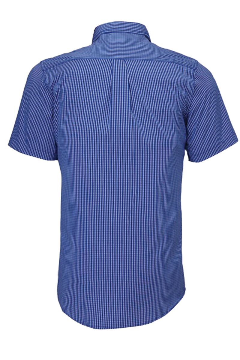 Pilbara (Mens) RMPC009S - Dual Pocket Short Sleeve Shirt (Royal-Blue/White Small Check) - 5% Off - Chainsaw Mates Rates