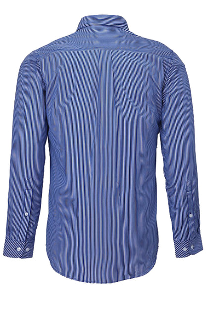 Pilbara (Mens) RMPC010 - Dual Pocket Long Sleeve Shirt (Royal-Blue/White Stripe)