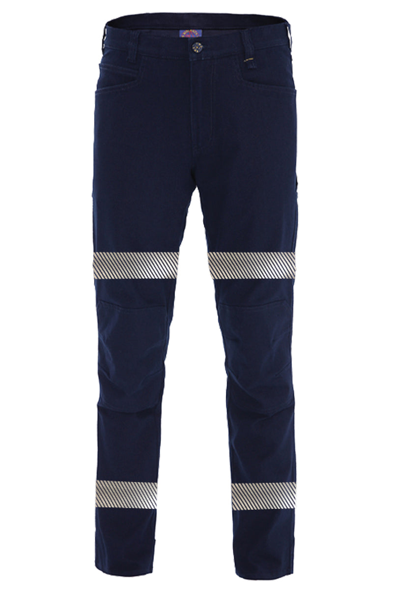 Ritemate (Mens) RMX001R Next Generation Flexible Fit Stretch Utility Trousers with Reflective Tape (Dark-Navy)