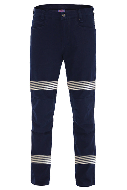 Ritemate (Mens) RMX001R Next Generation Flexible Fit Stretch Utility Trousers with Reflective Tape (Dark-Navy)
