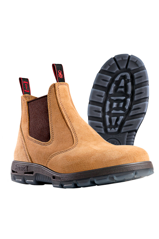 Redback (Mens) Bobcat - Elastic Sided Steel Toe Boot (Banana Suede)