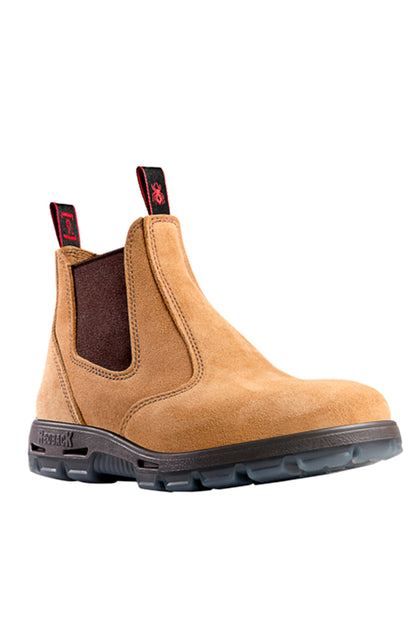 Redback (Mens) Bobcat - Elastic Sided Steel Toe Boot (Banana Suede)