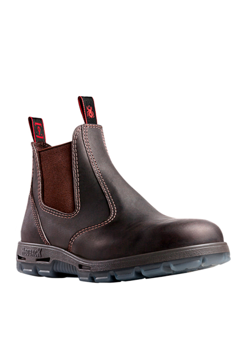 Redback (Mens) Bobcat - Elastic Sided Steel Toe Boot (Claret Oil Kip) - 5% Off - Chainsaw Mates Rates