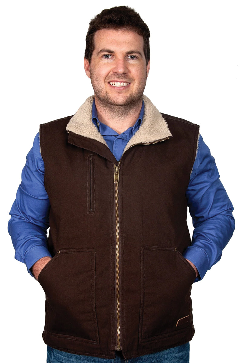 Just Country Diamantina Sherpa Vest - Unisex - Chocolate