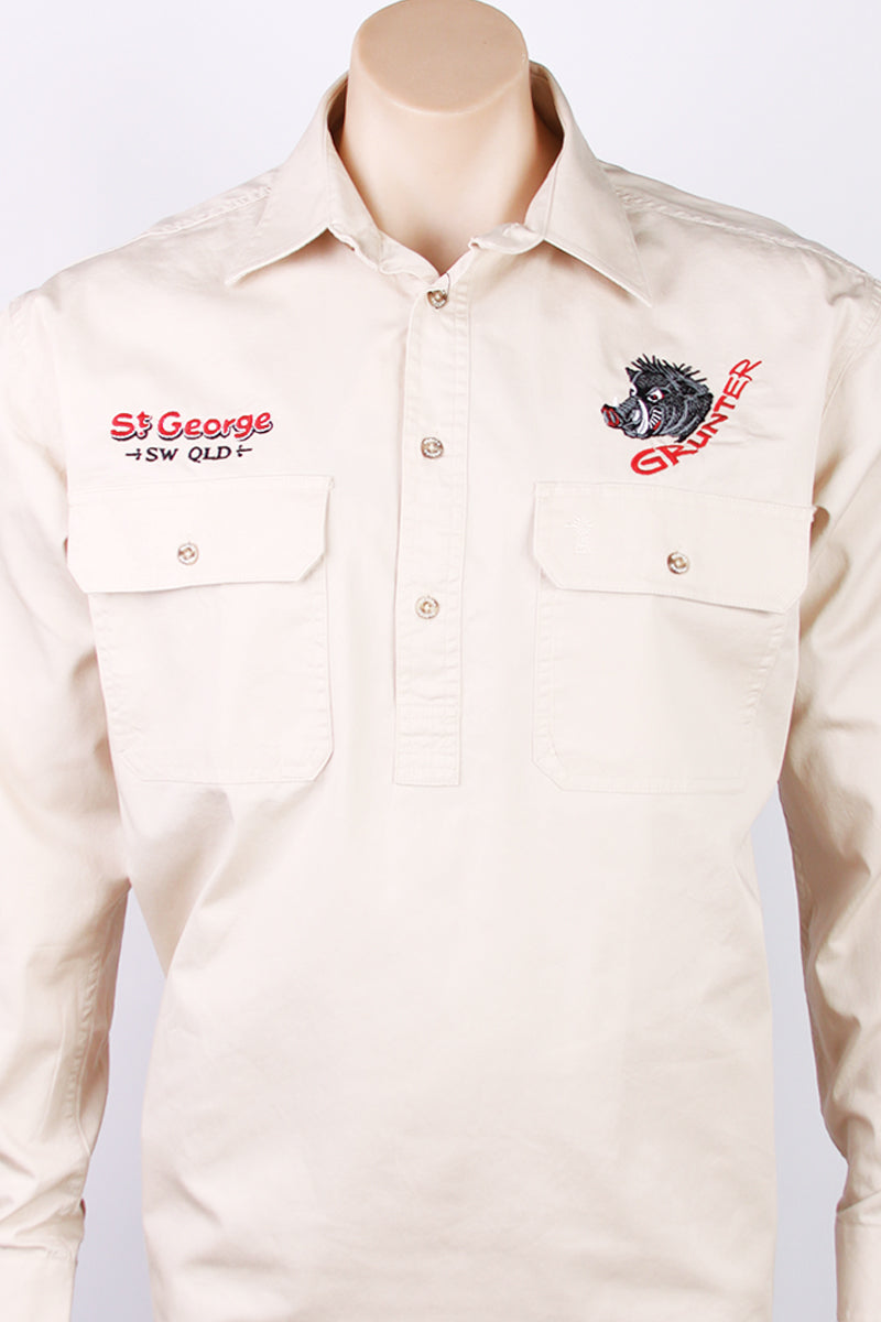 Pilbara Tourist Shirt (Mens) RM200CF - Closed Front Long Sleeve Shirt (Stone | Grunter) - St Goerge