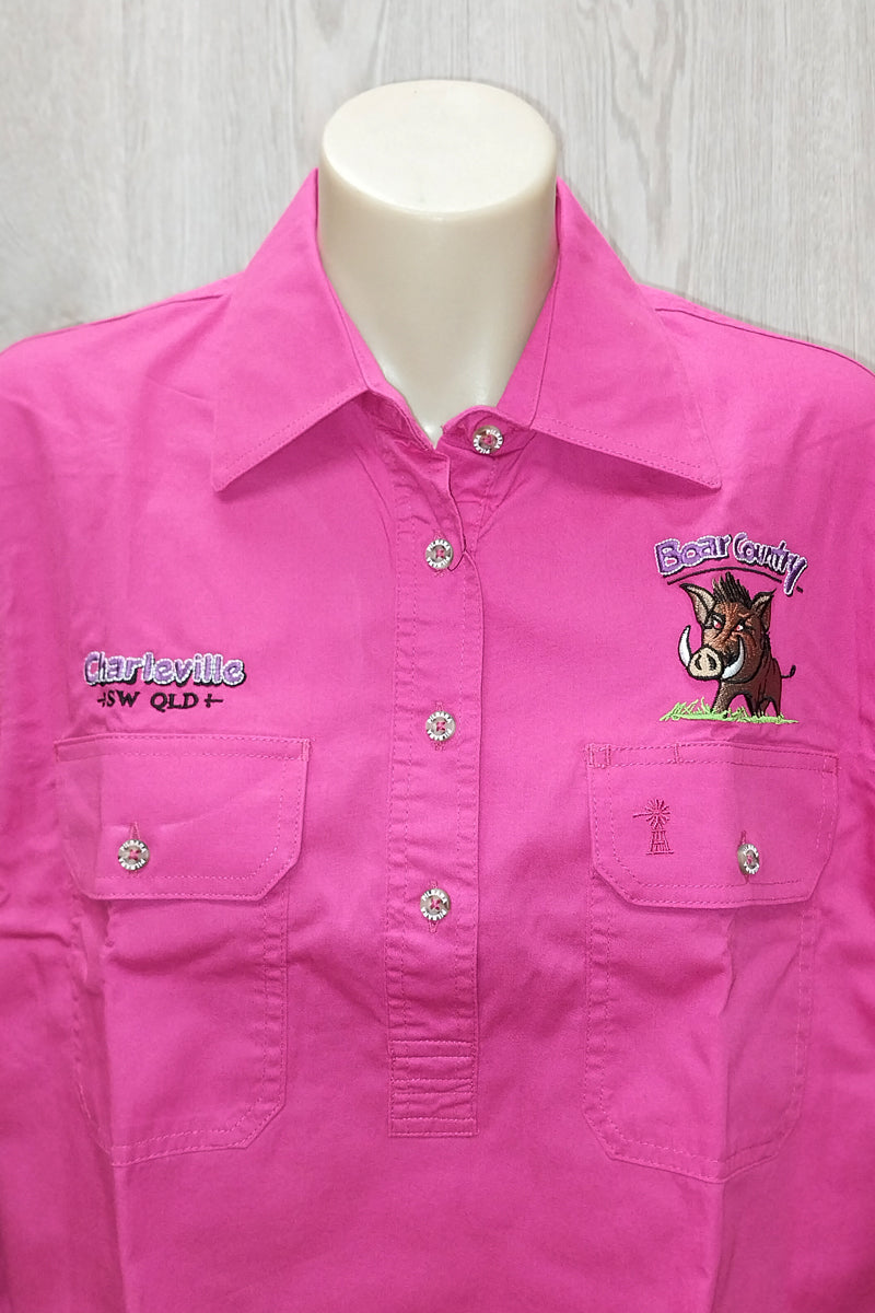 Pilbara Tourist Shirt (Womens) RM300CF - Closed Front Long Sleeve Shirt (Hot Pink | Boar Country) - Charleville