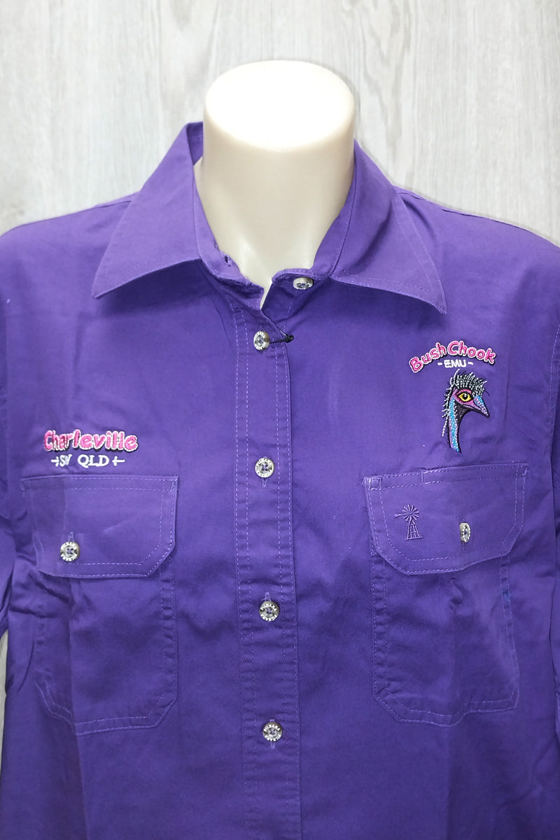 Pilbara Tourist Shirt (Womens) RM300CF - Closed Front Long Sleeve Shirt (Purple | Emu) - Charleville