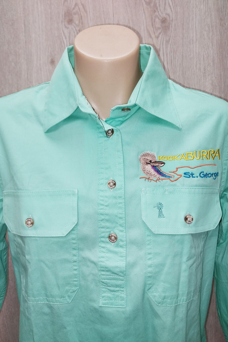 Pilbara Tourist Shirt (Womens) RM300CF - Closed Front Long Sleeve Shirt (Mint | Kookaburra) - St George