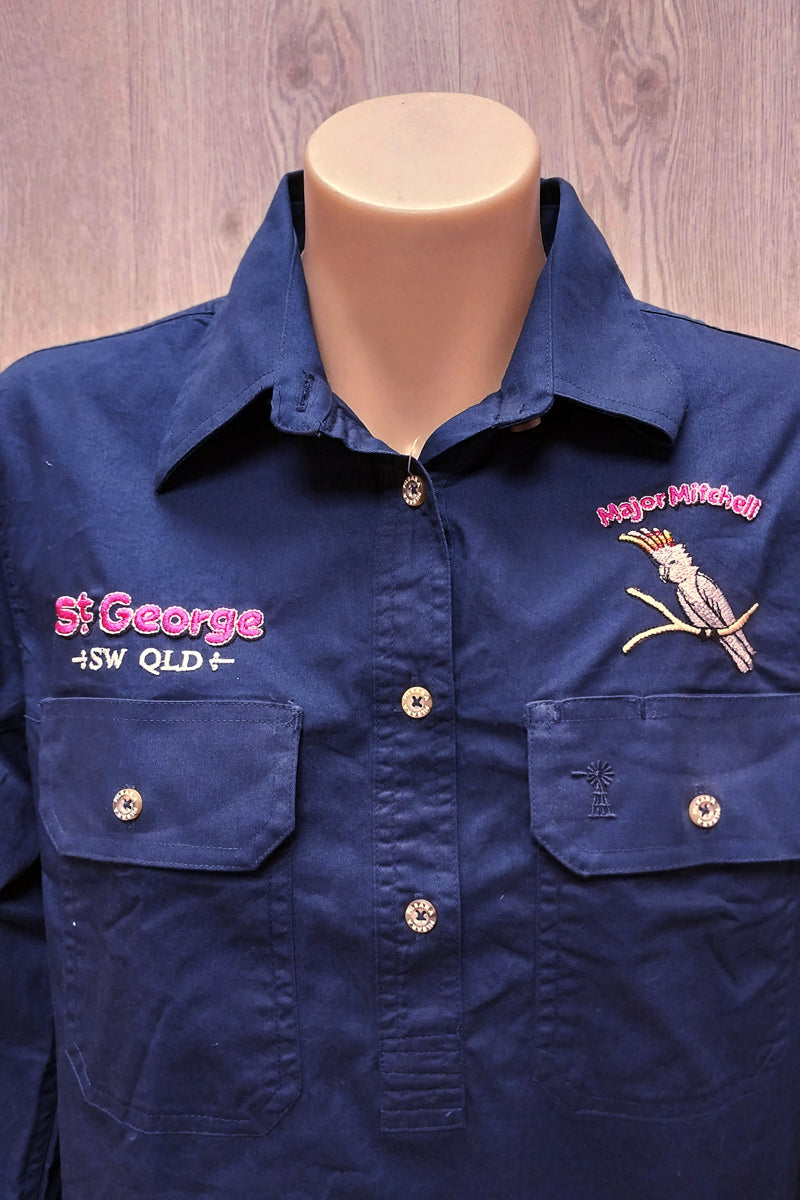 Pilbara Tourist Shirt (Womens) RM300CF - Closed Front Long Sleeve Shirt (French Navy | Major Mitchell) - St George