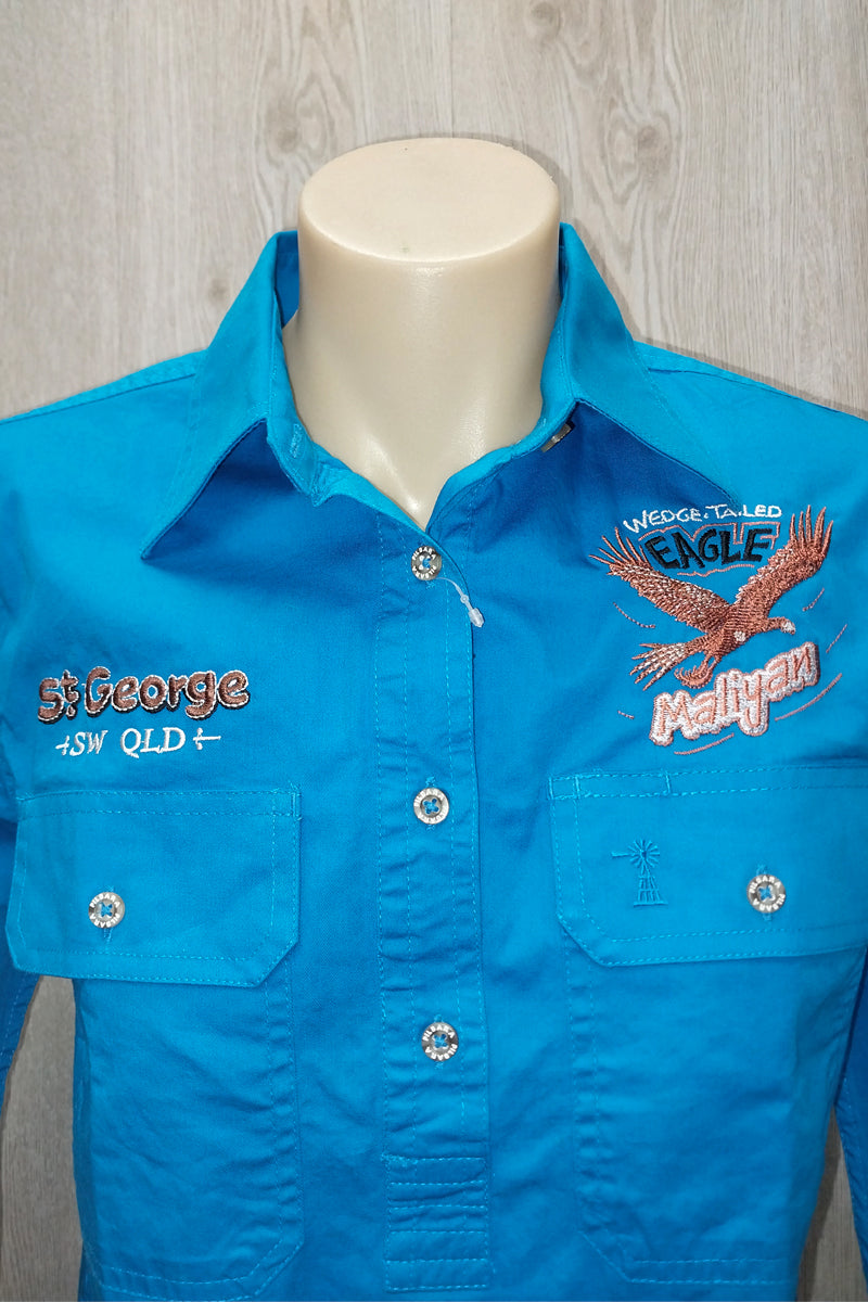 Pilbara Tourist Shirt (Womens) RM300CF - Closed Front Long Sleeve Shirt (Azure | Wedgetail Eagle) - St George