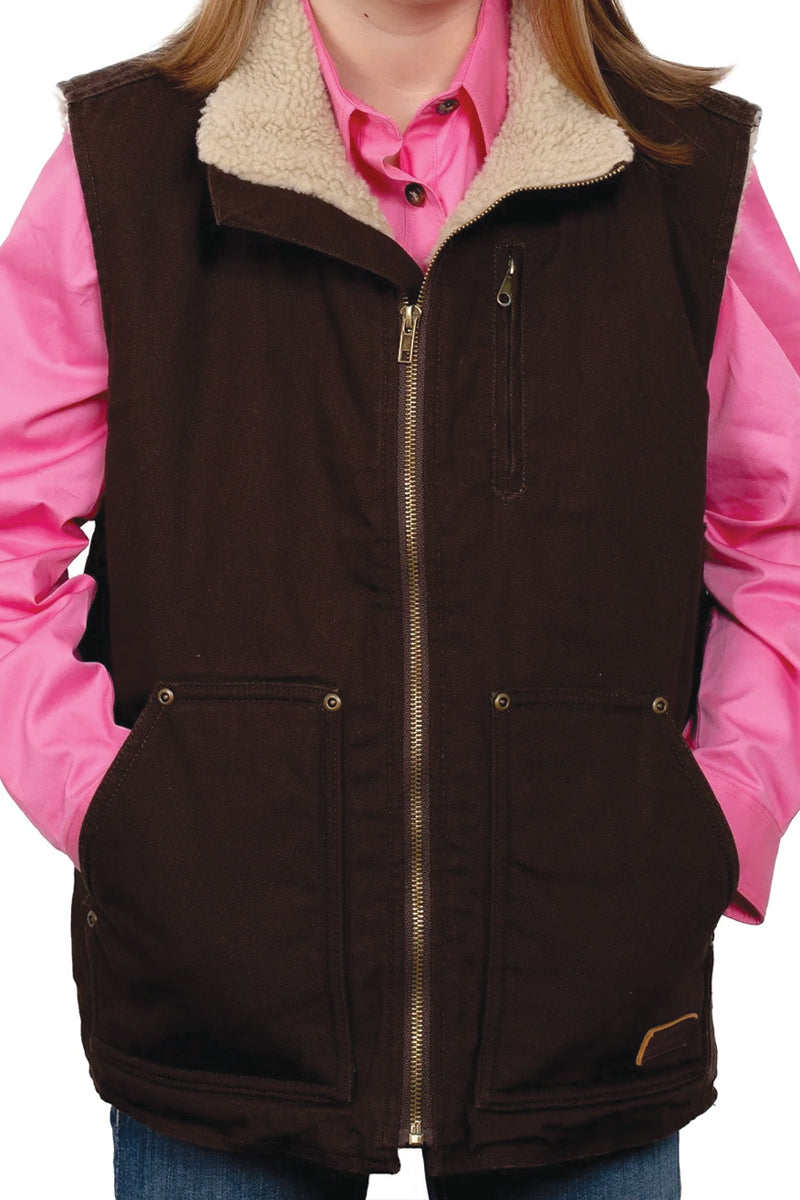 Just Country Diamantina Sherpa Vest - Unisex - Chocolate